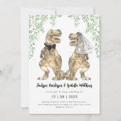 Dinosaurus Bruiloft T-Rex Bruid en bruidegom Kaart (Voorkant)