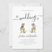 Dinosaurus Bruiloft T-Rex Bruid en bruidegom Kaart (Voorkant)