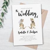 Dinosaurus Bruiloft T-Rex Bruid en bruidegom Kaart