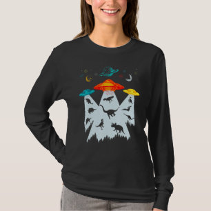 Dinosaurus buitenaardse ontvoering voor UFO Dino K T-shirt