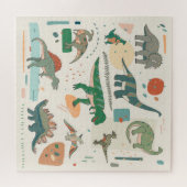 Dinosaurus cartoon:  illustratieset. legpuzzel (Horizontaal)