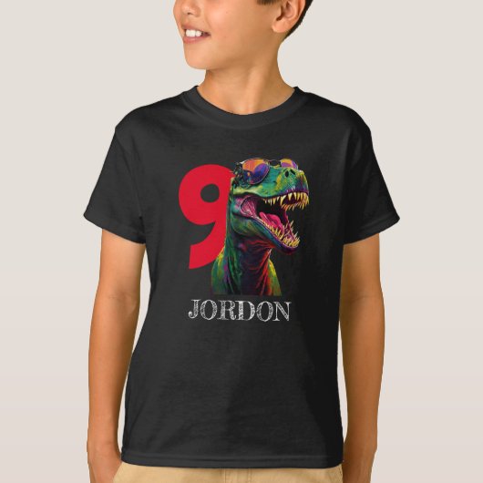 Dinosaurus Cool 9e Verjaardag T-shirt (Voorkant)