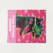 Dinosaurus Cool T Rex Roze Achtergrond Wandkleed (Voorkant (horizontaal))