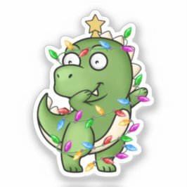Dinosaurus danst op zijn favoriete kerstzoon sticker