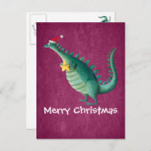 Dinosaurus - de Helper van de Kerstman Feestdagenkaart (Voorkant / Achterkant)