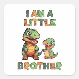 Dinosaurus de kleine broer vierkante sticker