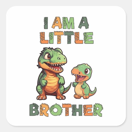 Dinosaurus de kleine broer vierkante sticker (Voorkant)