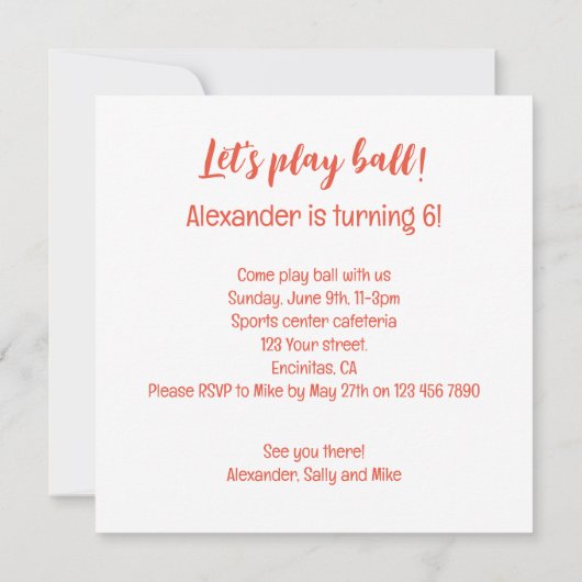 Dinosaurus die bal spelen, t-rex verjaardagsuitnod kaart (Achterkant)