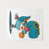 dinosaurus die basketbal speelt wandkleed (Voorkant (horizontaal))