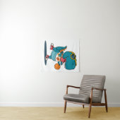 dinosaurus die basketbal speelt wandkleed (In Situ (horizontaal))