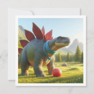 Dinosaurus die voetbal spelen, t-rex verjaardagsui kaart