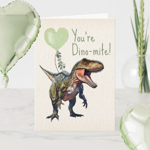 Dinosaurus Dino-mite Groene Klaslokaal Valentijn Kaart