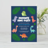 Dinosaurus Dino Party | Eerste verjaardagsfeest Kaart (Staand voorkant)