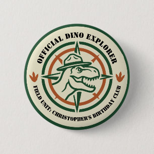Dinosaurus Dino Verkenner Verjaardag Ronde Button 5,7 Cm