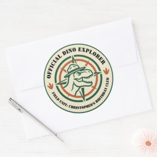 Dinosaurus Dino Verkenner Verjaardag Ronde Sticker