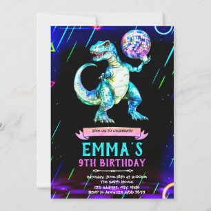 Dinosaurus disco dansfeest uitnodiging