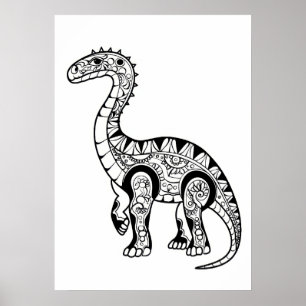 Dinosaurus doodle schets kunst. poster