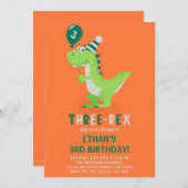 Dinosaurus Drie Rex 3de Verjaardagsuitnodiging Kaart (Voorkant / Achterkant)