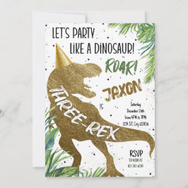 Dinosaurus Drie Rex 3e Verjaardagsfeest T-Rex Kaart