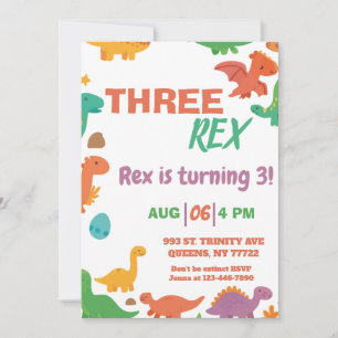 Dinosaurus Drie-Rex verjaardag Kaart