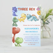 Dinosaurus Drie Rex Verjaardagsfeestje Kaart (Staand voorkant)
