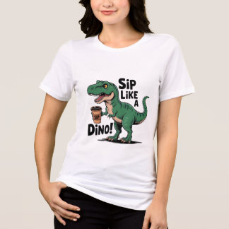dinosaurus drink koffie Tri-Blend shirt