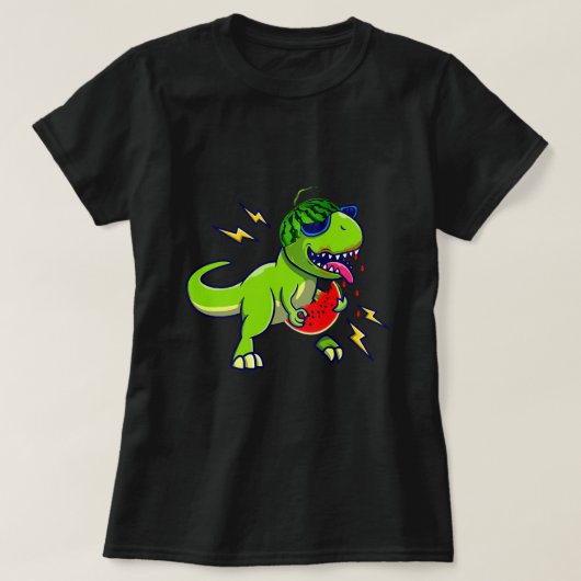 Dinosaurus Eating Watermeloen Een In Een Melon T R T-shirt (Design voorkant)