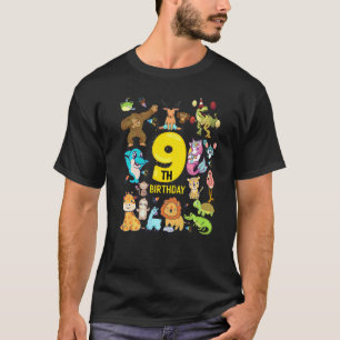 Dinosaurus Eenhoorn Flamingo Lama 9 Jaar 9de Verja T-shirt