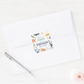 Dinosaurus Eerste Verjaardag Stomp Chomp Roar Vierkante Sticker (Envelop)