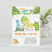 Dinosaurus Eerste verjaardag uitnodiging (Staand voorkant)