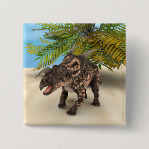Dinosaurus Einiosaurus Vierkante Button 5,1 Cm