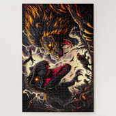 Dinosaurus en leeuwen vechten legpuzzel (Verticaal)