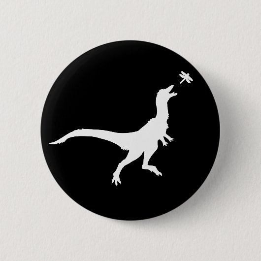 Dinosaurus en Libel Knop Ronde Button 5,7 Cm (Voorkant)
