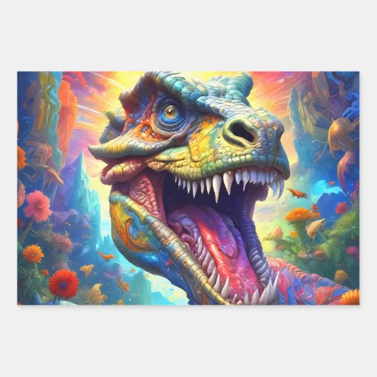 Dinosaurus Fantasy T-Rex Inpakpapier Vel (Voorkant)