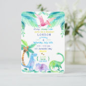 Dinosaurus feest uitnodiging (Staand voorkant)