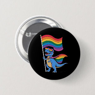 Dinosaurus Gay Pride LGBT Regenboogvlag Ronde Button 5,7 Cm