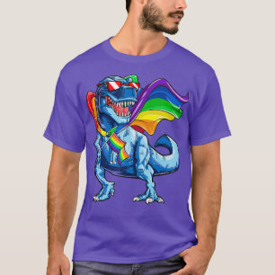 Dinosaurus Gay Pride Vlag LGBT T shirt Lesbisch T