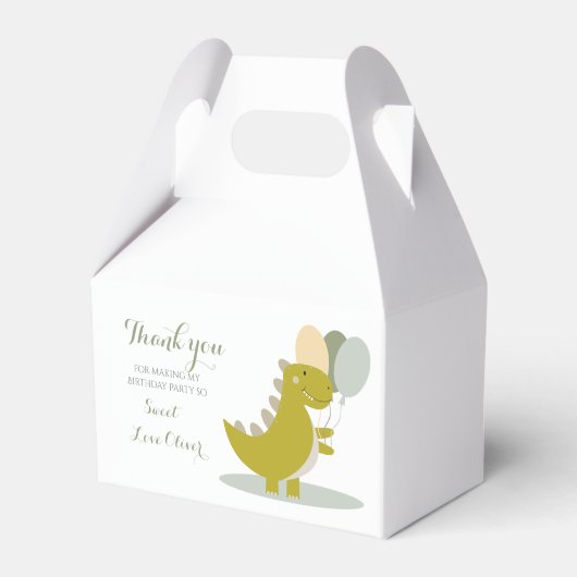 Dinosaurus Geel Groen Grijs Eerste Verjaardag Bedankdoosjes (Voorkant Zijde)