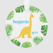 Dinosaurus Gele Brontosaurus Keepsake Kerstmis Ornament (voorkant)
