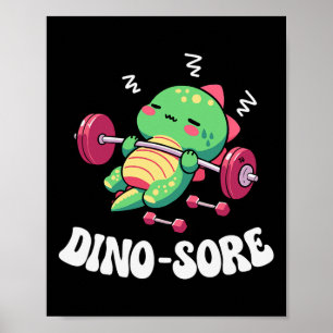Dinosaurus Gym Fitness Gewichten Lichten Workout S Poster