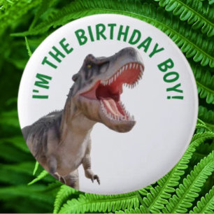 Dinosaurus Happy T Rex BOY Ronde Button 5,7 Cm