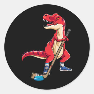 Dinosaurus Hockey Stick Puck Goal Goalie TRex T Re Ronde Sticker