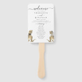 Dinosaurus huwelijksceremonie zwart-wit programma handwaaier (Voorkant)