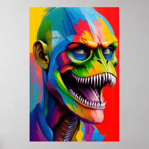 Dinosaurus hybride cyborg kunst - T-Rex illustrati Poster