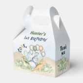 Dinosaurus Jongen Pastel Blauw Groen 1e Verjaardag Bedankdoosjes (Voorkant Zijde)