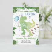 Dinosaurus jongen verjaardag uitnodiging, Three-Re Kaart (Staand voorkant)