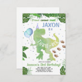 Dinosaurus jongen verjaardag uitnodiging, Three-Re Kaart (Voorkant / Achterkant)