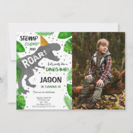 Dinosaurus Jongen Verjaardagsfeestfoto Kaart