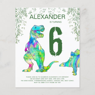 Dinosaurus jungle jongens verjaardagsfeestje budge flyer
