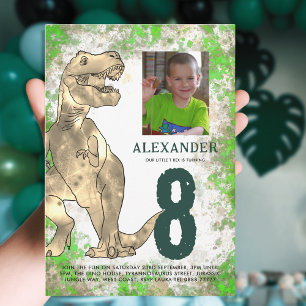 Dinosaurus Jungle Verjaardagsfeest Foto Modern Kaart